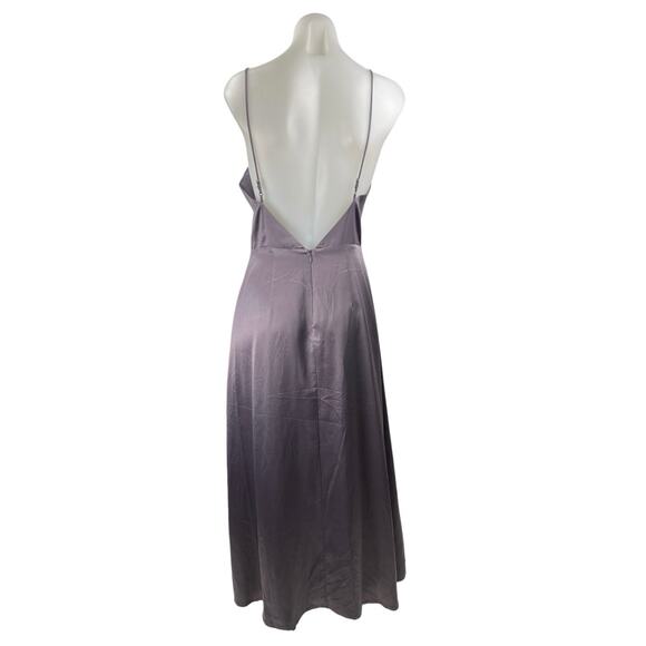 NBD Purple Satin Lace Cutout Sleeveless Cami Camisole Midi A-line Slip Dress S - Picture 2 of 4